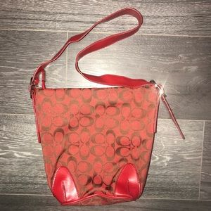Coach Red Leather Strap Satchel Purse